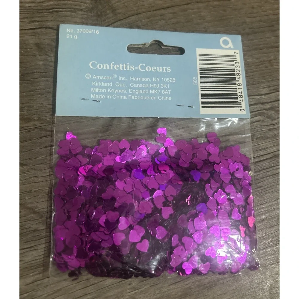 2 Count Valentines‎ Sequin Heart Confetti Packs, Brand New